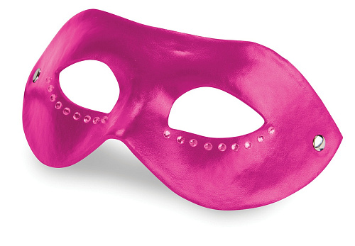 Розовая кожаная маска со стразами Shots Media BV Diamond Mask OU024PNK