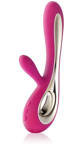 Ярко-розовый вибратор с клиторальным стимулятором Lelo Soraya Cerise LEL1580 (22 см)