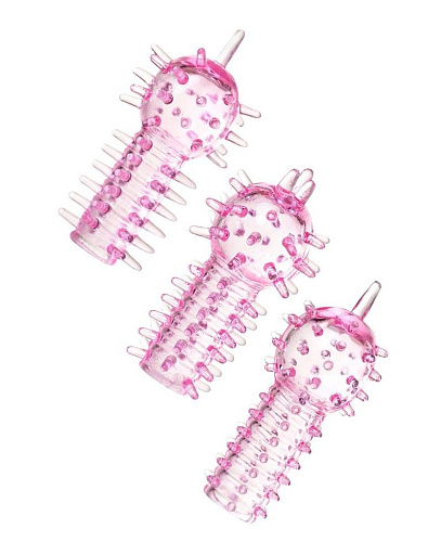 Набор из 3 розовых насадок на палец ToyFa 888020