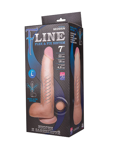 Телесный фаллоимитатор с мошонкой на присоске LOVETOY (А-Полимер) F LINE 583603 (22 см)