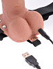 Кофейный перезаряжаемый вибрострапон Pipedream 7 Hollow Rechargeable Strap-on with Balls PD3391-22