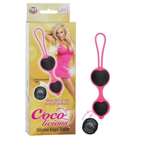 Чёрно-розовые вагинальные шарики из силикона California Exotic Novelties Coco Licious Kegel Balls SE-2931-03-3