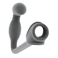 Серая анальная пробка с эрекционным кольцом Shots Media BV SONO №2 SON002GRY