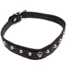 Чёрный узенький кожаный ошейник с заклёпками Подиум Р288