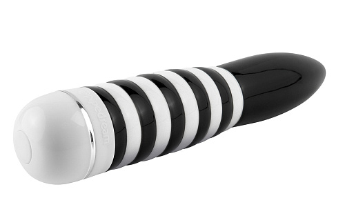 Керамический вибромассажёр в чёрно-белую полоску Pipedream PD4912-00 (24 см)