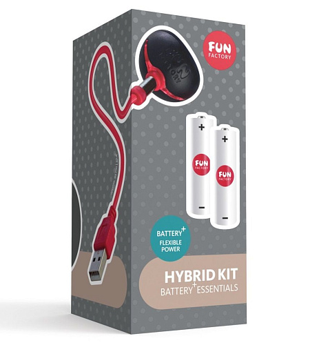 Комплект красного цвета  для зарядки батареек внутри вибратора серии Fun Factory Battery+ HYBRID KIT 1030000