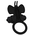 Чёрное эрекционное виброкольцо-бабочка Bior toys SEM-55207