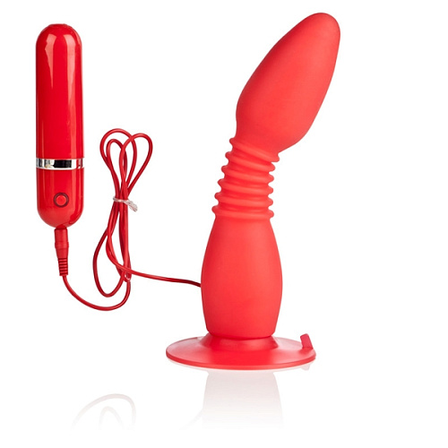 Красная анальная пробка с хребтом и присоской California Exotic Novelties COLT Easy Flex Glider SE-6907-11-2 (18,5 см)