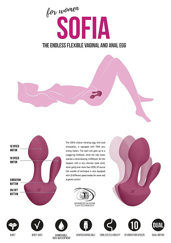 Розовый анально-вагинальный вибратор Shots Media BV Sofia JIL011PNK (13 см)