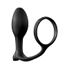 Чёрная анальная пробка с эрекционным кольцом Pipedream Ass-Gasm Cockring Beginners Plug PD4693-23