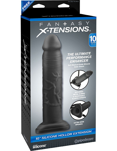 Черная насадка-страпон-удлинитель с ремешками для крепления Pipedream PD4129-23