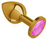 Золотистая средняя пробка с розовым кристаллом Сумерки богов 520-06 pink-DD (8,5 см)