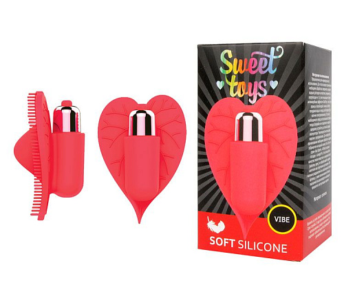 Красный клиторальный стимулятор в виде листочка с шипиками Bior toys ST-40142-3 (8 см)