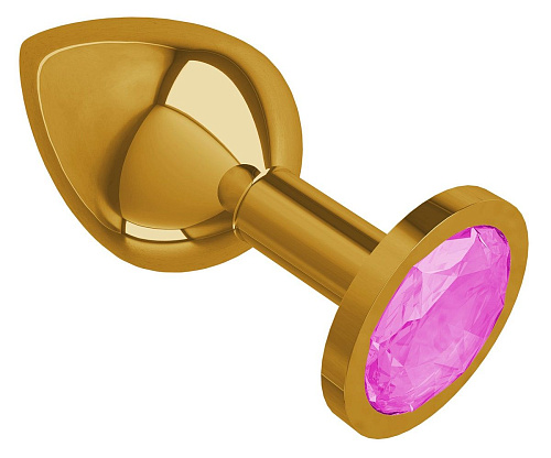 Золотистая средняя пробка с розовым кристаллом Сумерки богов 520-06 pink-DD (8,5 см)