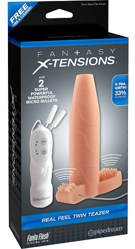 Телесная вибронасадка Pipedream Real Feel Twin Teazer PD4121-21 (15 см)