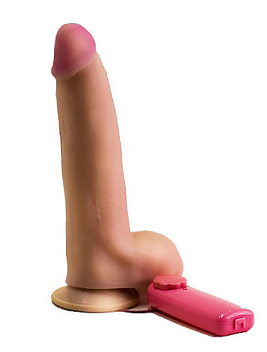 Телесный вибратор с розовой головкой LOVETOY (А-Полимер) 823620 (20 см)