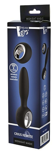 Чёрный анальный вибромассажёр Dream Toys CRIUS REMOTE 21621 (9,5 см)