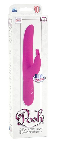 Розовый вибромассажёр со стимулятором клитора California Exotic Novelties BOUNDING BUNNY SE-4540-05-3