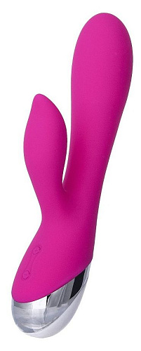 Розовый силиконовый вибратор с клиторальным стимулятором ToyFa LIA 561007 (19 см)