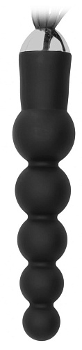 Чёрная плеть с рукоятью-ёлочкой Shots Media BV Whip with Curved Silicone Dildo OU262BLK (49,5 см)