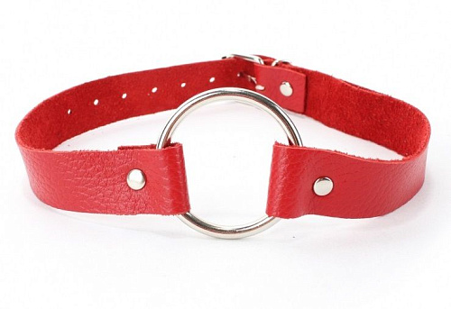 Красный кожаный кляп с кольцом БДСМ арсенал 60003ars