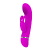 Вибратор лилового цвета с волновым эффектом и раздвоенным стимулятором клитора Baile Christ BI-014320 (18,9 см)