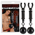 Чёрные зажимы на соски с шариками Orion Nipple Clamps Heavy Balls 0522350