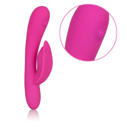 Розовый перезаряжаемый вибромассажёр с движущимся шариком California Exotic Novelties Embrace Massaging Tickle SE-4609-10-3