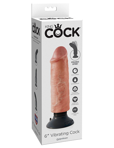 Вибромассажёр-реалистик телесного цвета Pipedream 6 Vibrating Cock PD5401-21 (17,8 см)