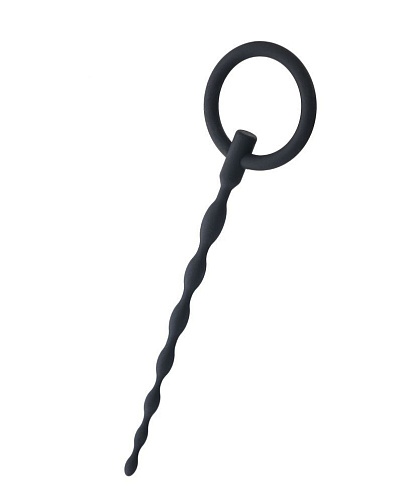 Чёрный уретральный плаг с кольцом ToyFa 901405-5