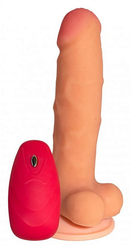 Телесный реалистичный вибратор с пультом Сумерки богов №76 3204-76 BX DD (17 см)