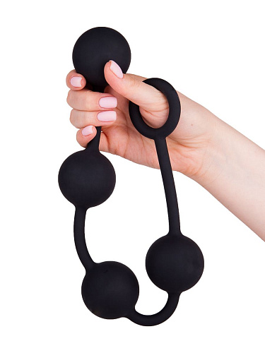 Большая чёрная анальная цепочка из 4 шариков Сумерки богов 3650-03 BX DD (49 см)