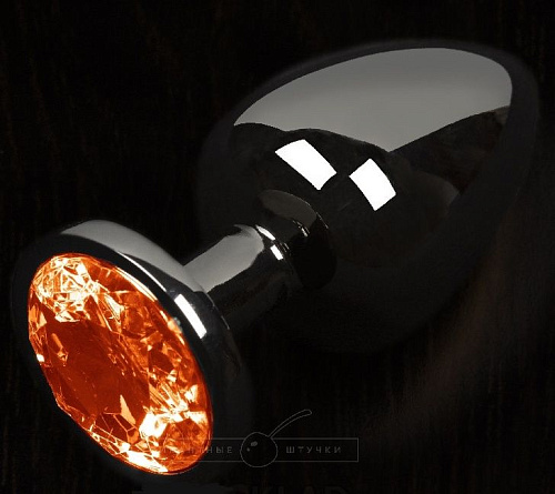 Графитовая анальная пробка с оранжевым кристаллом Пикантные штучки DPBP041SOR (6 см)