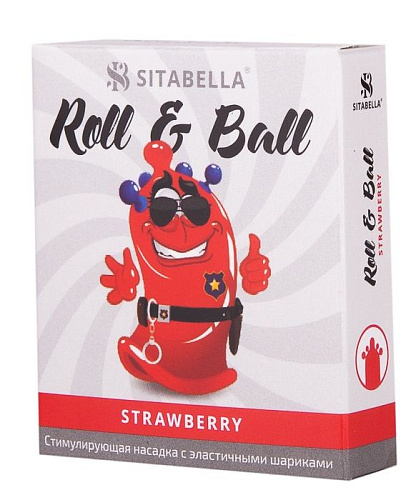 Красный стимулирующий презерватив-насадка Sitabella Roll Ball Strawberry 1426
