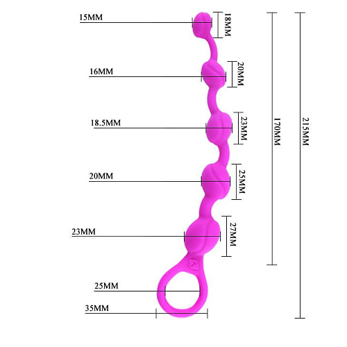 Силиконовая лиловая цепочка с кольцом для извлечения Baile Beeds BI-014215 (21,5 см)
