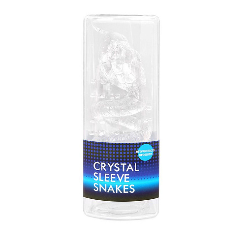 Розовая, закрытая рельефная насадка в виде змеи с усиками Bior toys Crystal sleeve snakes EE-10104 (14 см)