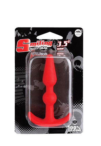 Красная силиконовая втулка для анальной стимуляции NMC SMILING SILICONE BUTT PLUG RED 111591 (8,9 см)