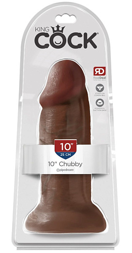 Коричневый фаллоимитатор Pipedream King Cock 10 Chubby PD5536-29 (25 см)