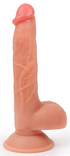 Телесный реалистичный вибратор-ротатор с пультом ДУ Bior toys ER-30072