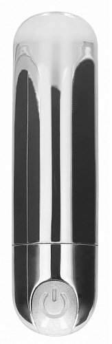 Серебристая перезаряжаемая вибропуля Shots Media BV 7 Speed Rechargeable Bullet BGT006SIL (7,7 см)