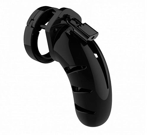 Чёрный мужской пояс верности Shots Media BV Model 03 Chastity 4.5 Cock Cage MCG003BLK