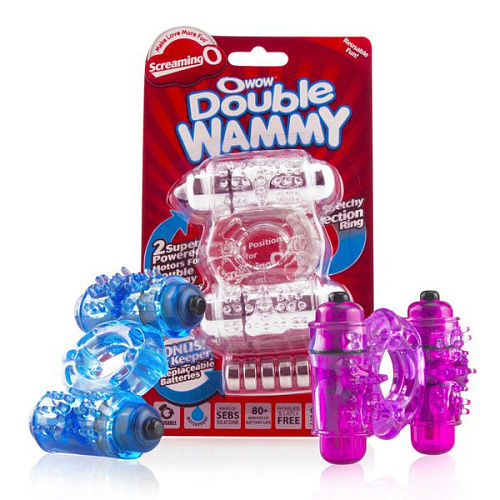 Разноцветное кольцо с двойной вибрацией Screaming O The Double Wammy ODW-110