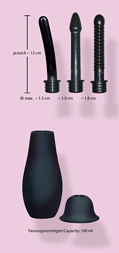 Чёрный анальный душ с тремя насадками Orion Intimate Shower 05288620000