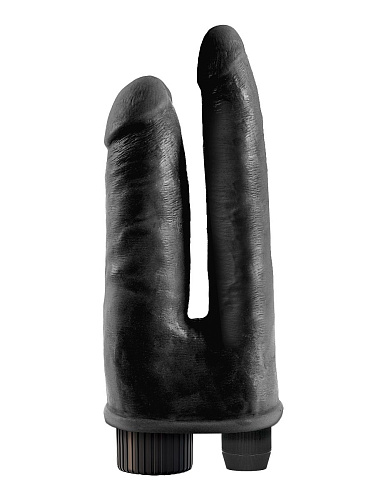 Двойной чёрный вибратор со съёмной присоской чёрного цвета Pipedream Double Vibrating Double Penetrator PD5411-23 (20,3 см)