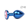 Коническая синяя анальная втулка с розовым кристаллом Anal Jewelry Plug BLUL-02 (9,3 см)