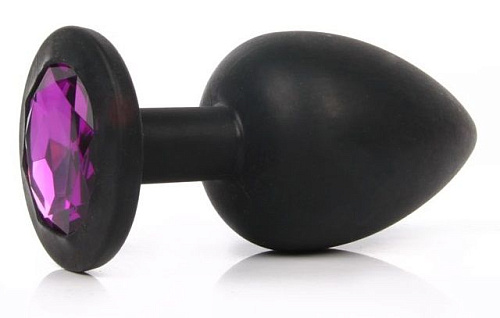 Чёрная силиконовая пробка с фиолетовым кристаллом Vandersex 122-3BF (9,2 см)