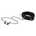Чёрный воротник с зажимами для сосков Shots Media BV Velcro Collar OU138BLK
