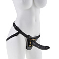 Чёрный с золотом женский страпон на мини-трусиках Pipedream Designer Strap-On PD3984-23