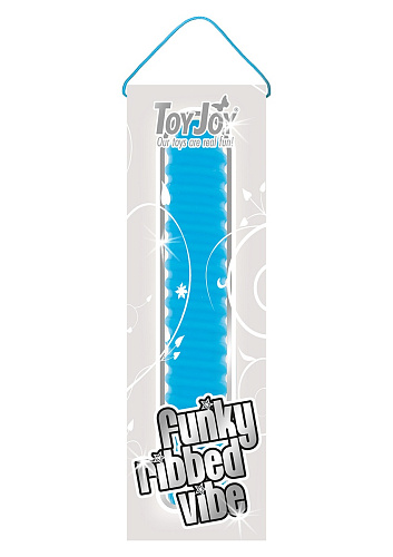 Синий вибромассажёр Toy Joy FUNKY RIBBED VIBE 3006010018 (15 см)