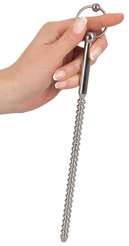 Серебристый винтовой уретральный зонд Orion Sextreme Dip Stick Ribbed 0533360